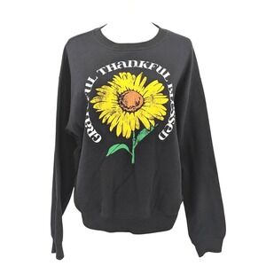 Black Sunflower Graphic Sweatshirt Grateful Thankful Blessed XL